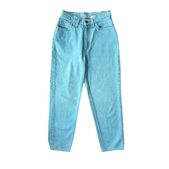 VTG Levi Strauss Womens Bright Blue Denim Jeans 512 Slim Fit Tapered USA 5 Short - Picture 1 of 7